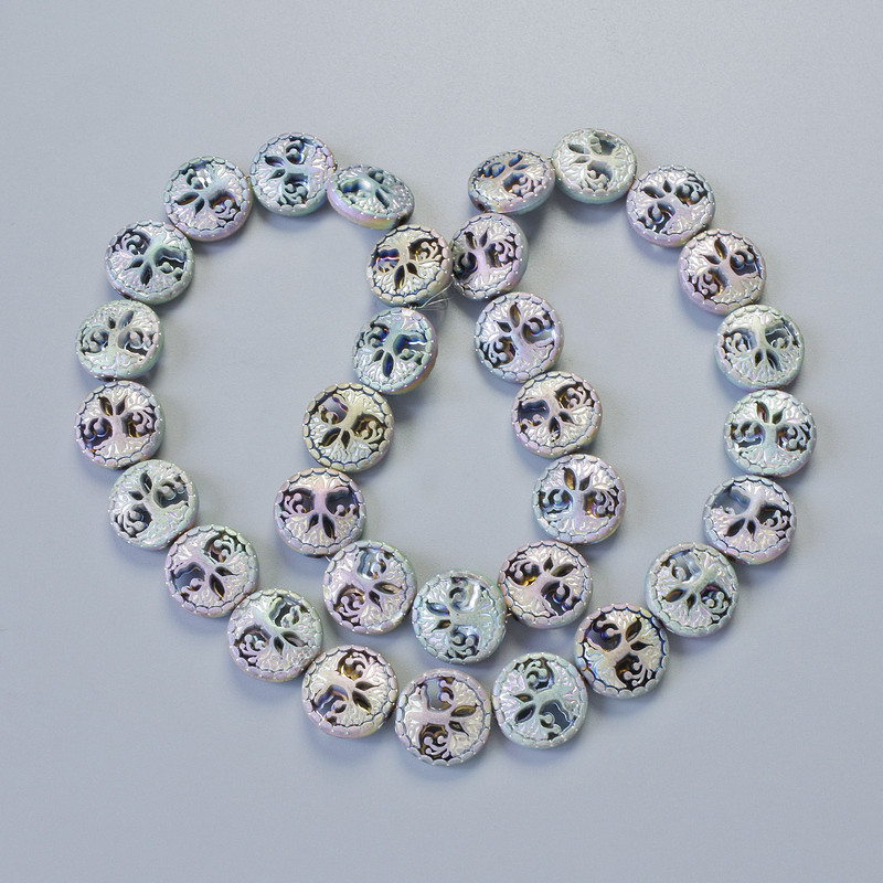 Hematite Beads 'Tree' Matte Chameleon, size 12.5×4.5 mm, length 41 cm on a thread