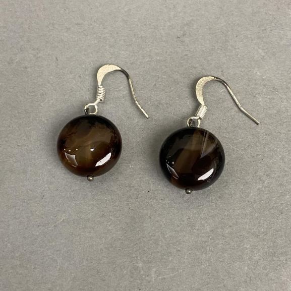 Smoky Quartz Earrings, 32 mm long
