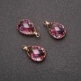 Pendant 'Drop' Yellow-raspberry color, Golden Bezel 10×17mm