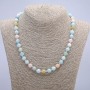 Natural Morganite Necklace with Smooth Beads, 8 mm Diameter, 45 cm Length +