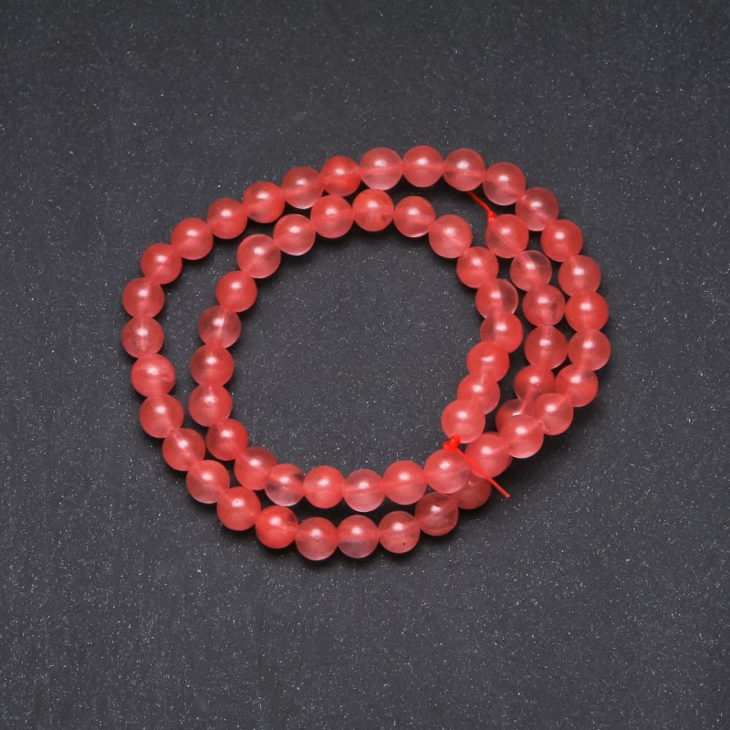 Synthetic Chalcedony Beads — Smooth Round Beads, 6 mm Diameter (±), on a 38 cm Strand
