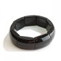 Elastic bracelet with black agate rectangular stones 19x25 mm (±)